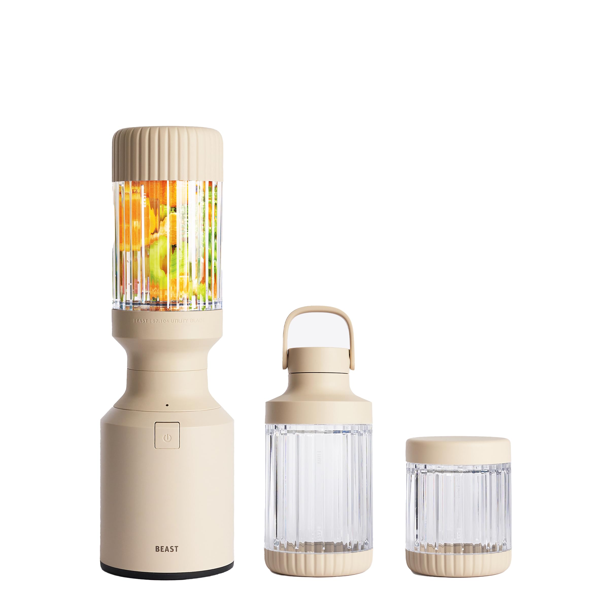 The Beast Mini Blender Plus | Mini Countertop Kitchen Blender | Blend Smoothies and Shakes, Dressings, Sauces, Dips | Extra Vessels, Straw Cap and Straws Included | 600W (Sand)