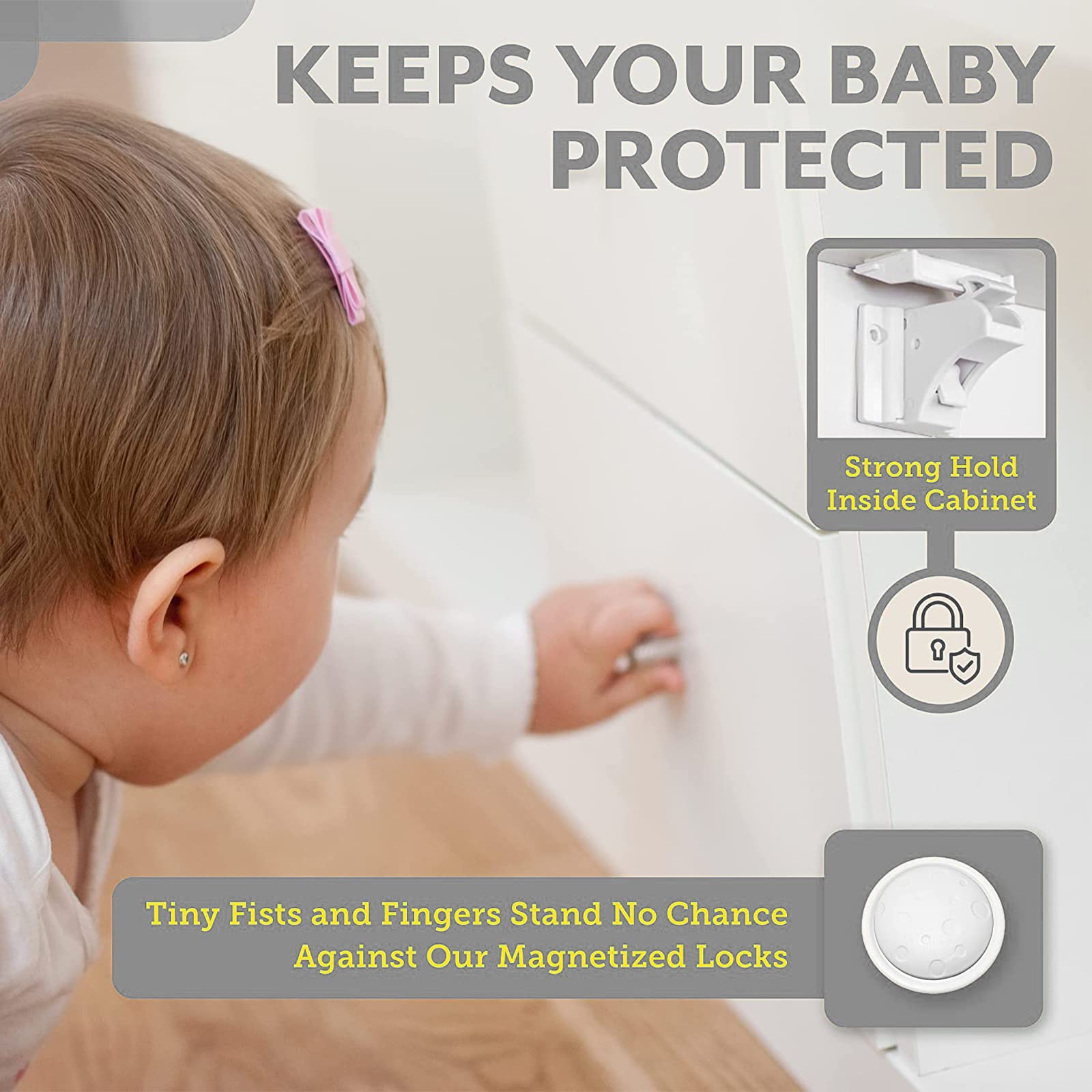 Dioxide 10+2 Blocca di Sicurezza Magnetici per Bambini, Chiusure Sicurezza Bambini per Armadietto, Cassetto, Armadio, Non Necessitano Attrezzi, più Facile da installare