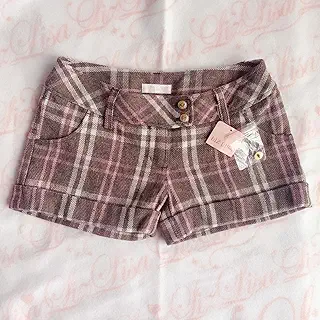 LIZLISA チェック柄 ショートパンツ ブラウン ピンク
