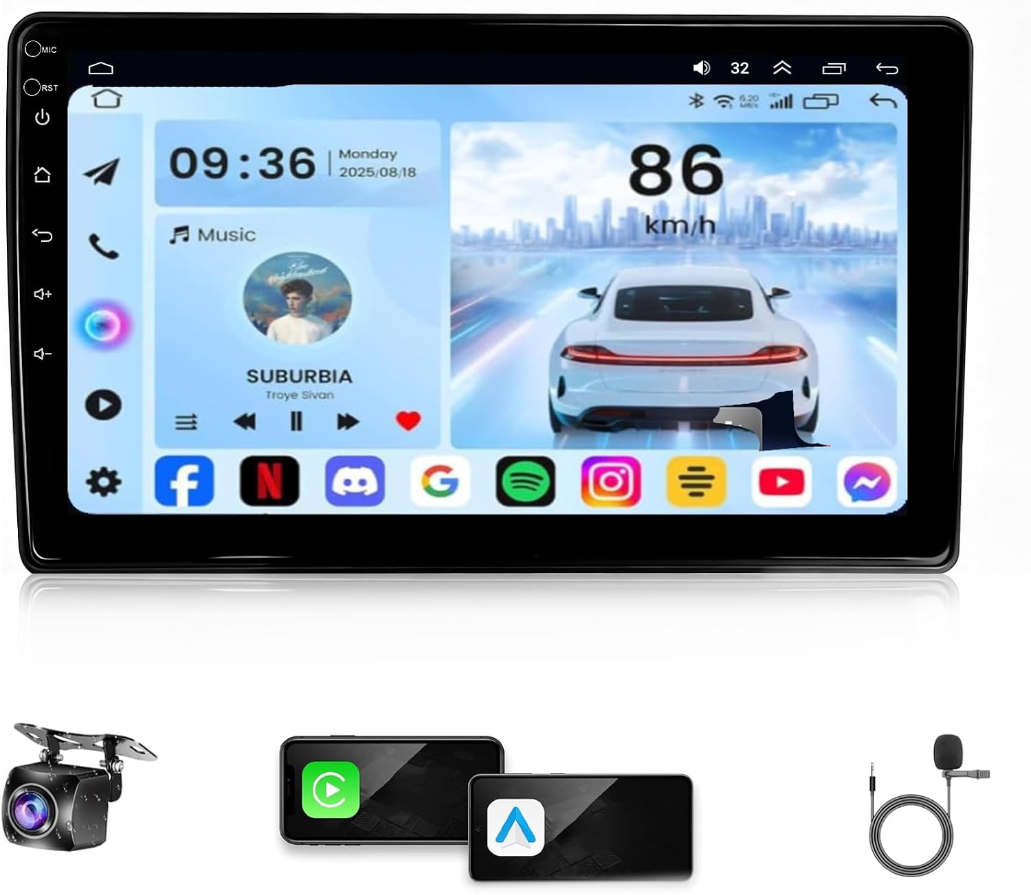 4G+64G Android 13 Car Radio for Jeep Wrangler JK 2007-2018 Dodge Ram 1500 2500 3500,10" Touch Wireless Carplay&Android Auto Support Touchscreen Radio Upgrade with AHD Camera,GPS Navigation,SWC,WiFi