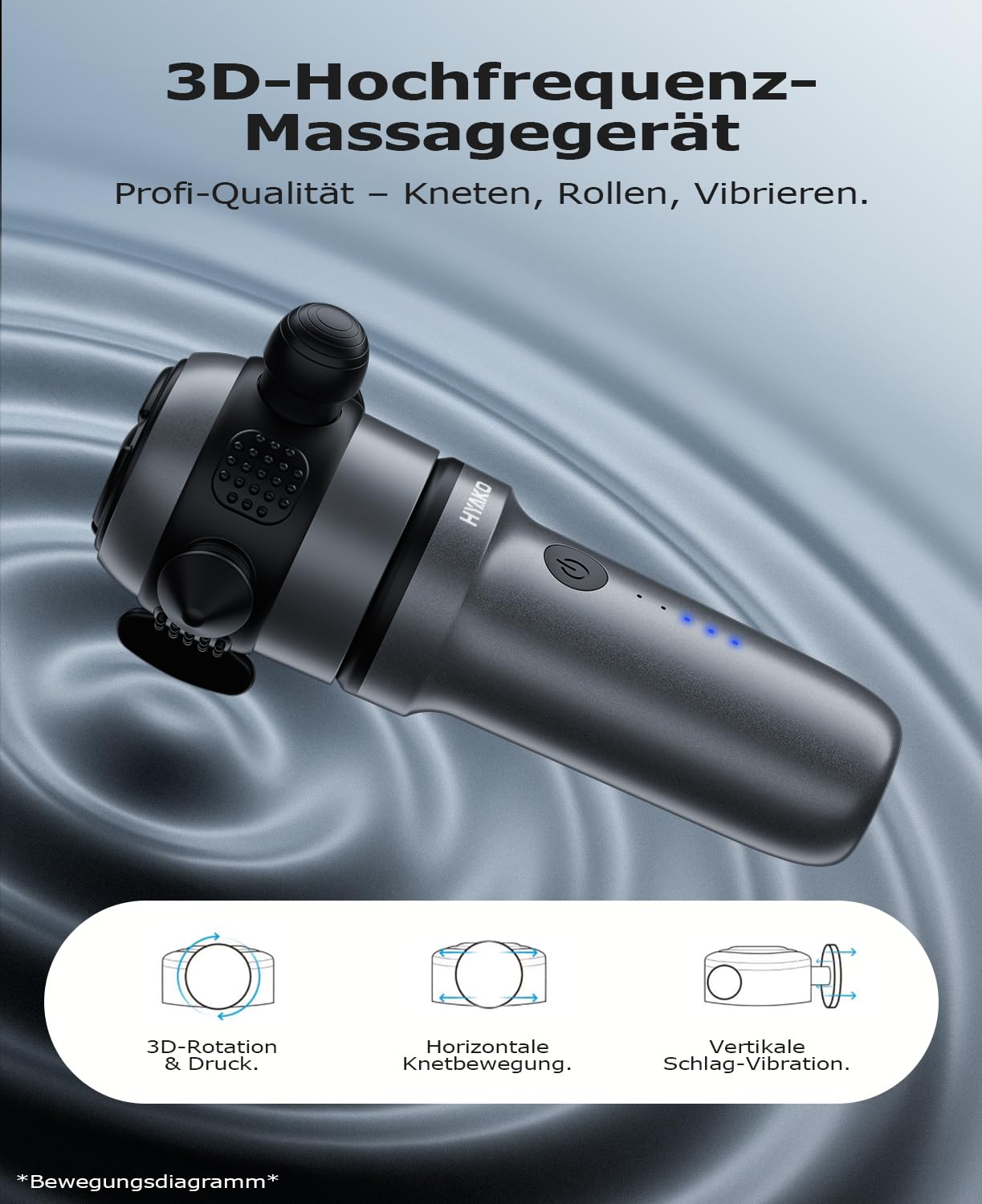 HYAKO Mini Massagepistole Therapie massagegerät massage Tiefe Gewebe Mit 9 Massageköpfen Tiefenmassage für Vibrieren Faszien & Muskel 4 Geschwindigkeiten Ultra-Leise 丨geschenke für Männer & Frauen
