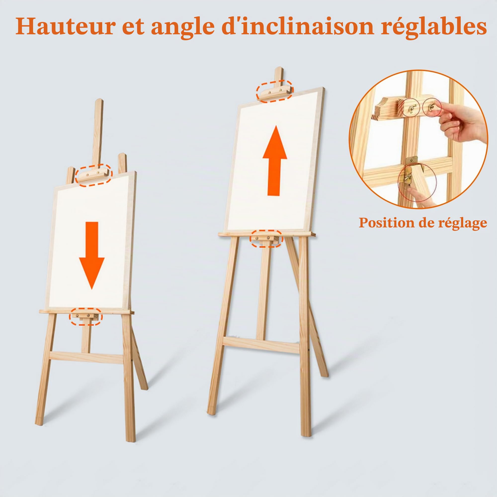 uyoyous Chevalet en bois 150 cm chevalet d'artiste cadre A
