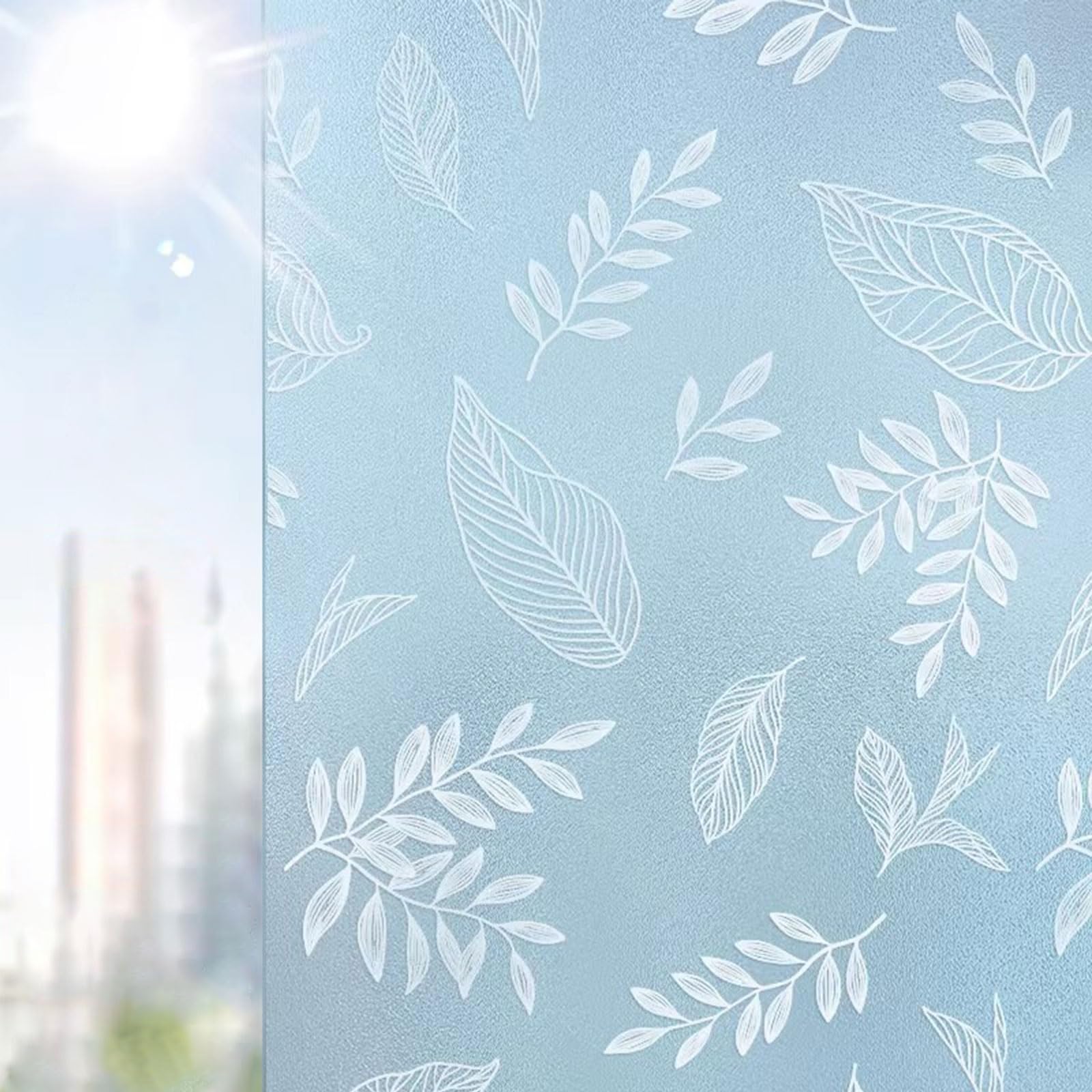 Fensterfolie mit Mustern Blickdicht Selbsthaftend Milchglasfolie Sichtschutzfolie Dekor Folie Statische Scheibenfolie Ohne Klebstoff Persönlichkeit Glasfolie für Küchen Bad kinderzimmer Balkon