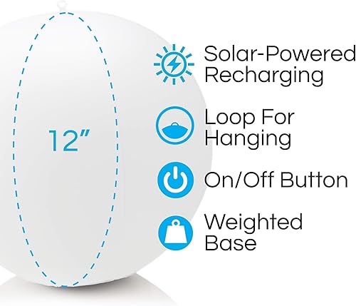 Miniatura 7 de POP Diseño de 2 luces flotantes de piscina de 12 pulgadas, 4 ajustes de color, bolas LED solares, inflables, impermeables, flotables, colgantes de
