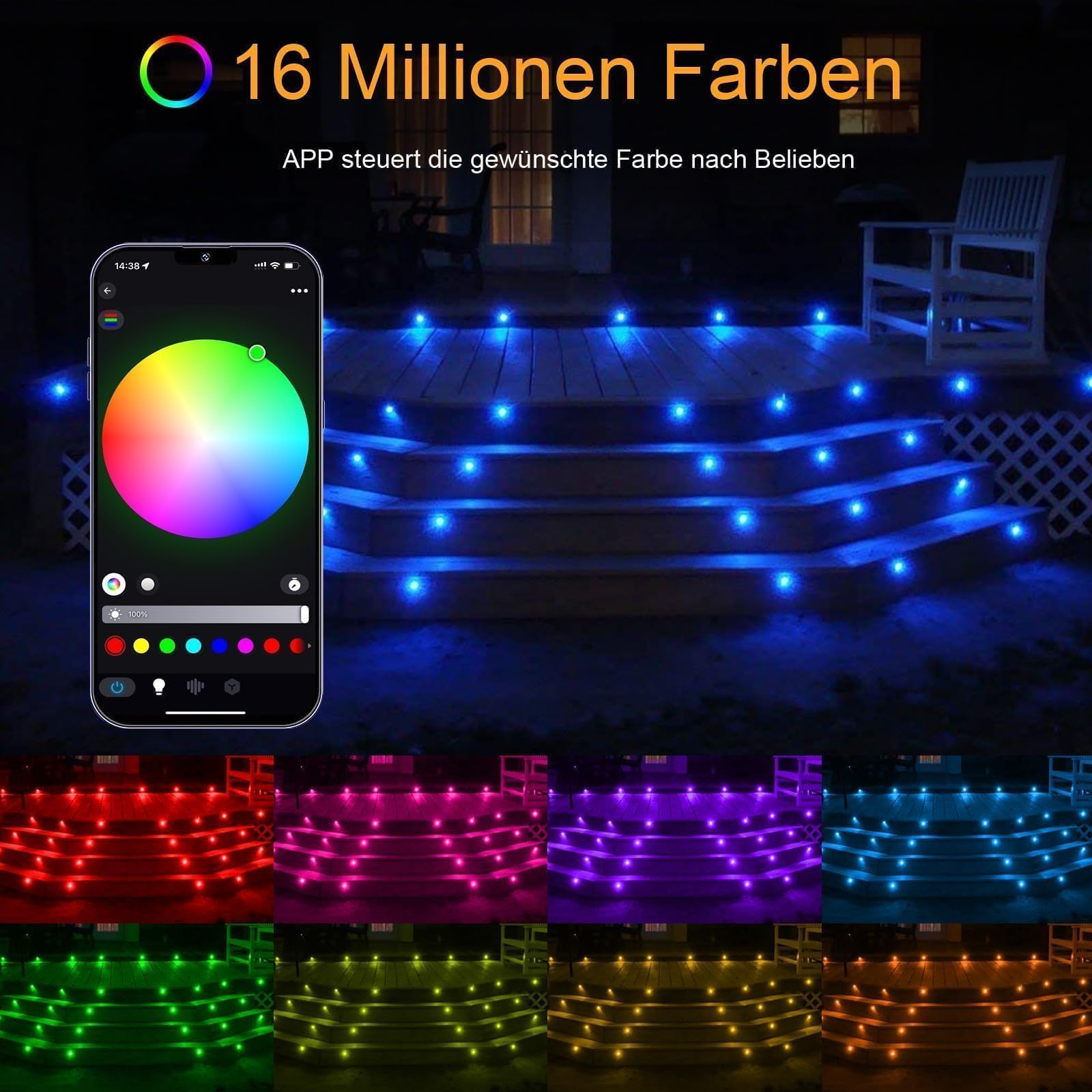 20er Set Bodenstrahler Außen RGB + Warmweiß LED, WIFI Bodeneinbaustrahler Aussen, IP67 Wasserdicht, DC12V, Ø31mm, LED Bodenleuchten Außen, Terrassenbeleuchtung, Alexa Google Home