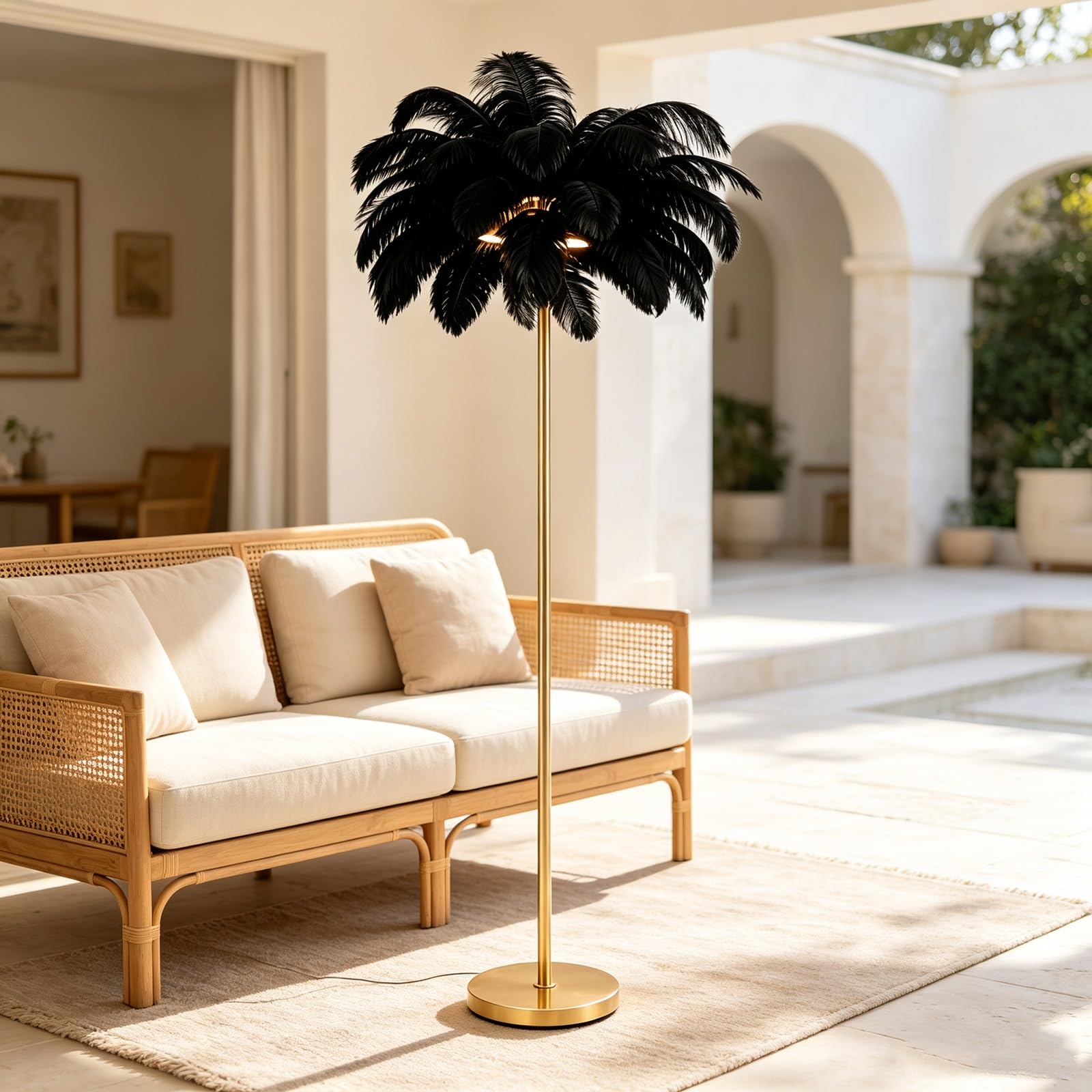 LCNDKF Elegant Feather Standing Floor Lamp