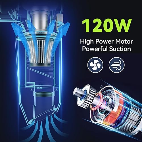 Miniatura 2 de Aspiradora de mano inalámbrica, 120 W de alta potencia 7000 Pa succión Mini aspiradora de coche recargable, aspiradora portátil 4 en 1 con múltiples