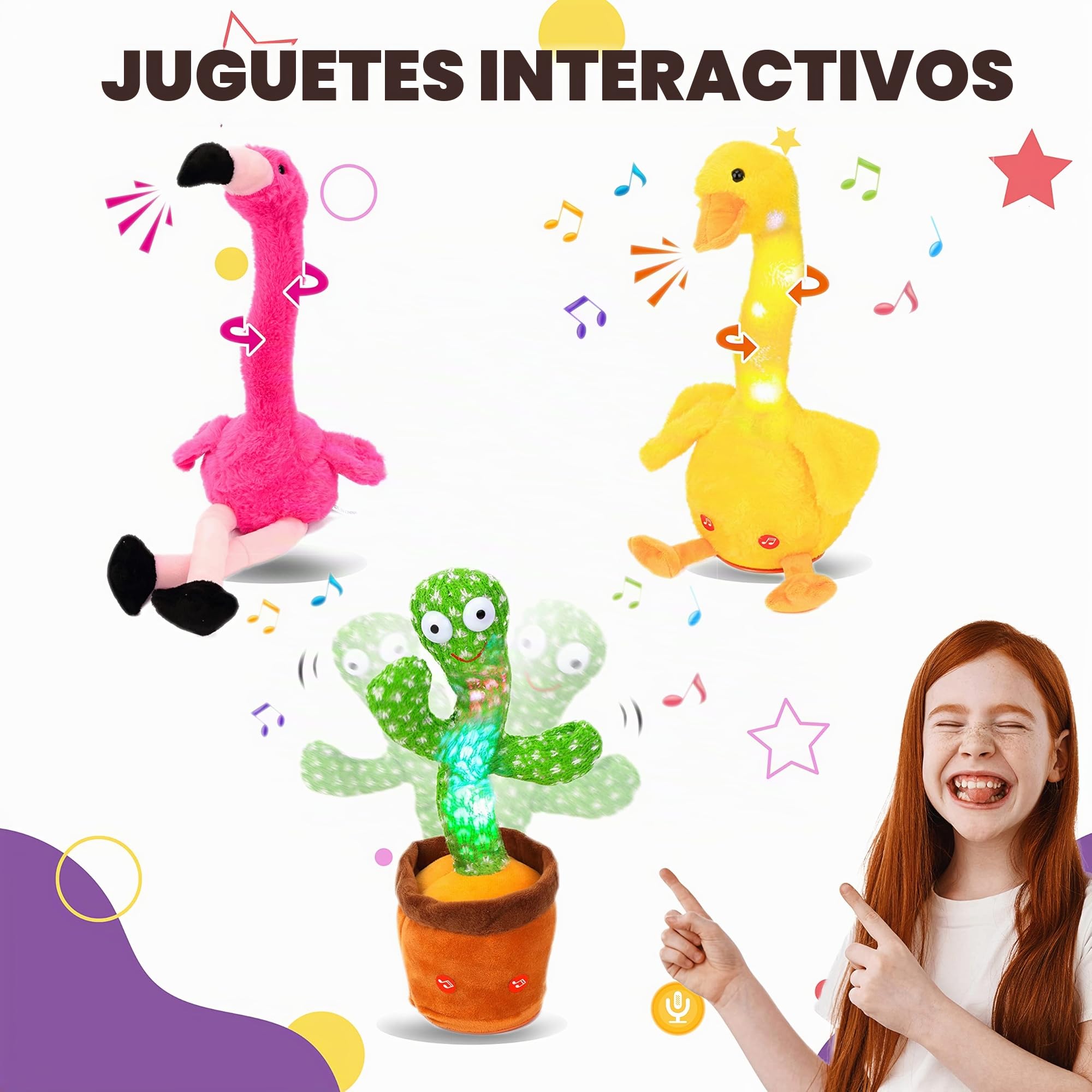 Hopearl Flamenco Hablando Repite lo Que Dices Juguete eléctrico Interactivo Animado Peluche Amigo Regalo para niños pequeños Cumpleaños Festival Vacaciones Rosa 33 cm
