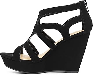 Peru Womens Open Toe Laser Cutout Caged Wedge Dress Sandals