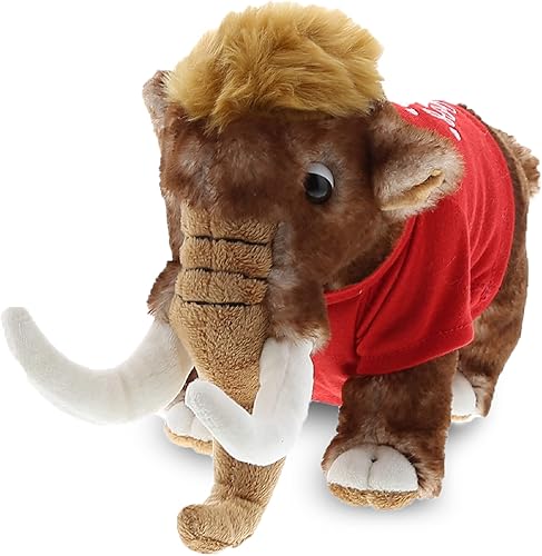 DolliBu Mamut grande de peluche con texto en inglés "I Love You", bonito animal de peluche con camisa roja y nombre, regalo personalizado para el
