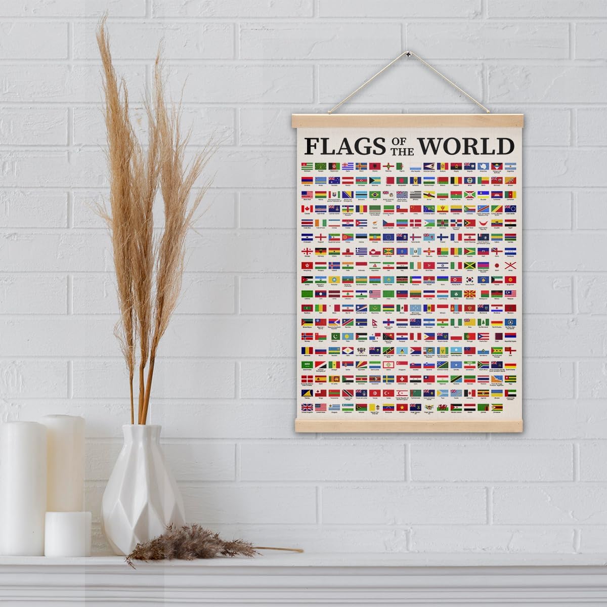 World Maps For Wall Decor,Flags of the World Flags Poster Geography Classroom Decor International Country Flags Reference Chart Cool Wall Art Print Poster 12x16 Signs