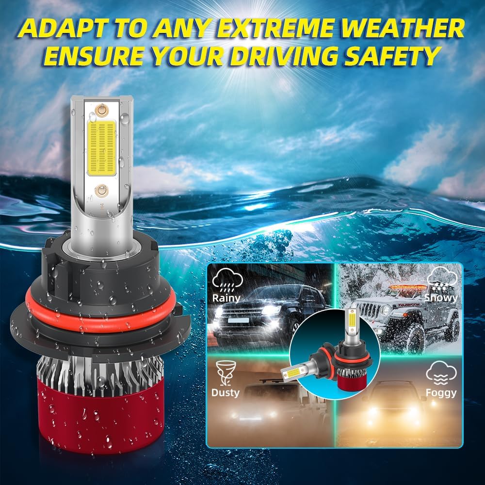 Lights Bulb Compatible for Nissan Frontier 2005-2010 2011 2012 2013 2014 2015 2016 2017 2018 2019 9007/HB5 High Beam Fog Light Bulbs Brightness 800% with Fan Plug and Play Pack of 2
