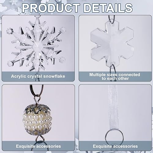 Miniatura 4 de 20 adornos de cristal de Navidad, decoración de árbol de Navidad, colgantes acrílicos de copo de nieve colgantes para árbol de Navidad, fiesta de