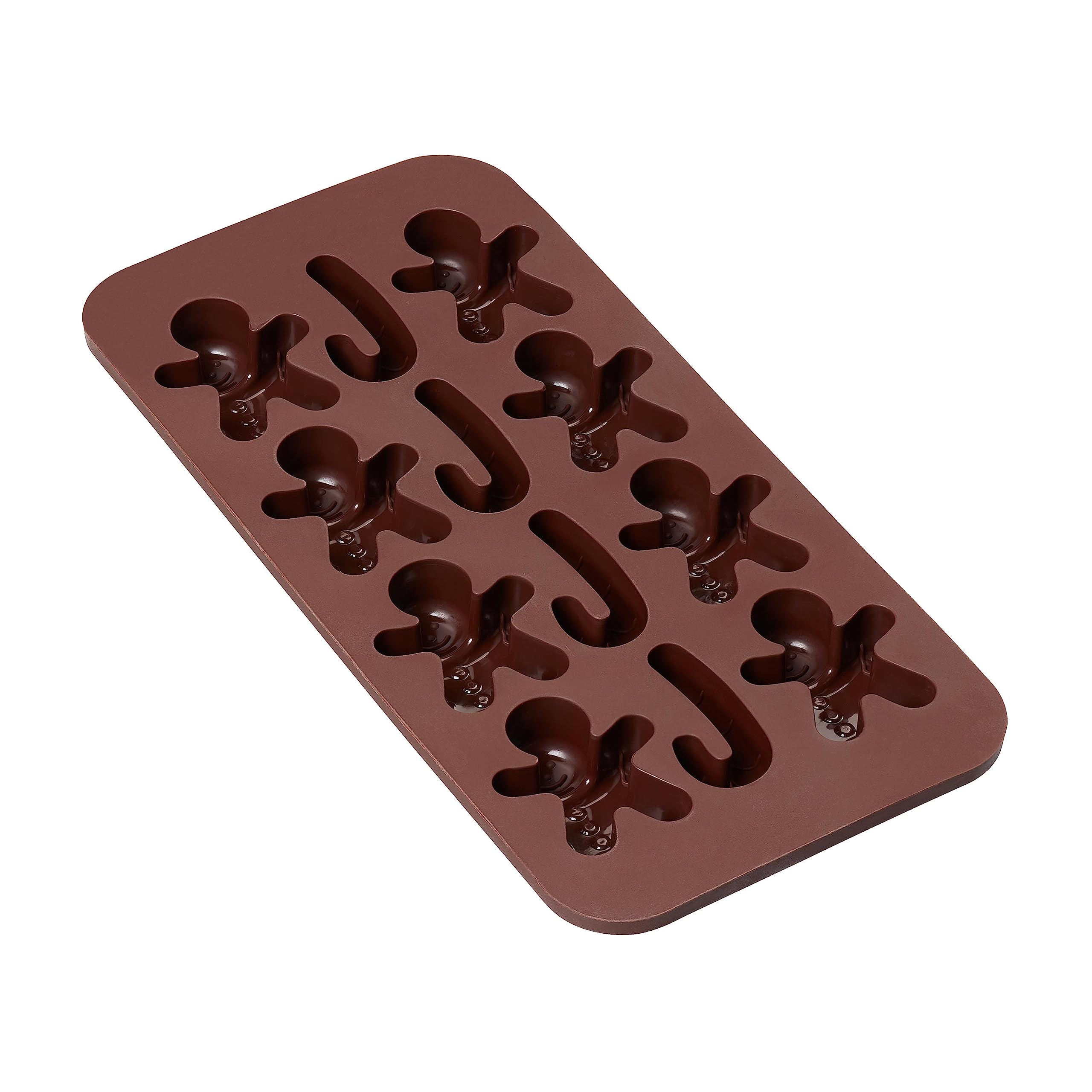 Tala Silicone Chocolate Moulds, Makes 12 Chocolates, Gingerbread and Candy Cane Themed Designs, Non-Stick, Perfect for Homemade Gifting, Brown