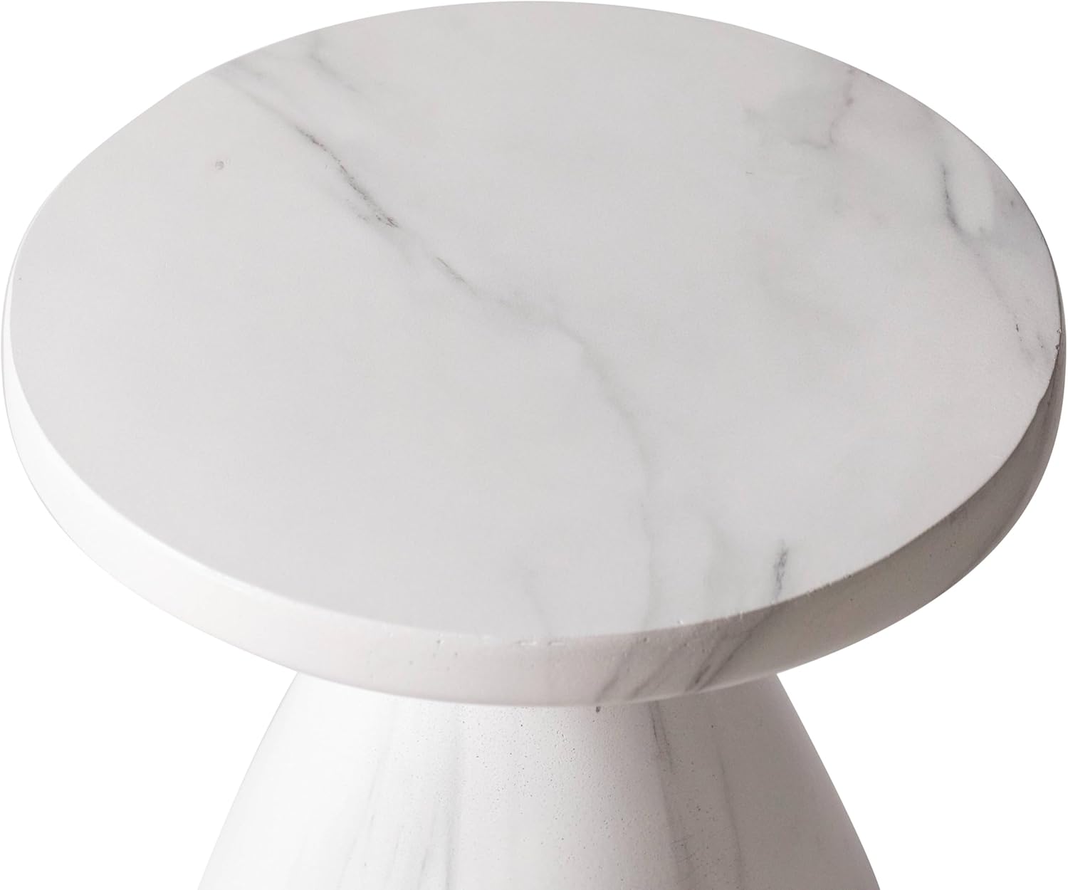 LeisureMod Modern Side Table Lightweight Fiberstone Top 20" Round Accent Table and Hourglass Pedestal Base for Outdoor or Indoor Dune Series in White