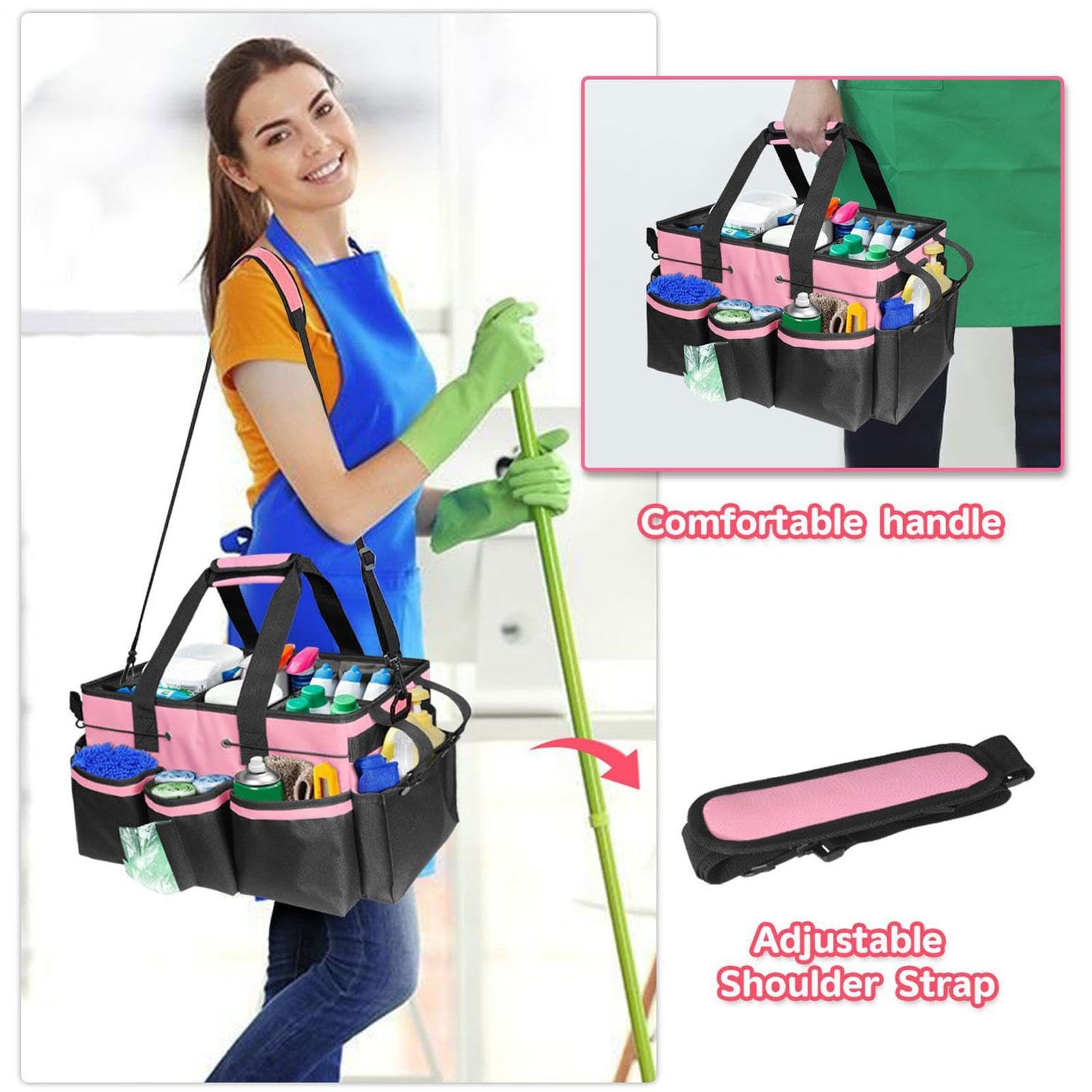 organizadora para limpiadores: divisor ajustable, clasificador de suministros de limpieza, unidad multibolsillo portátil, estructura de resistente y duradera | Solución de almacenamiento