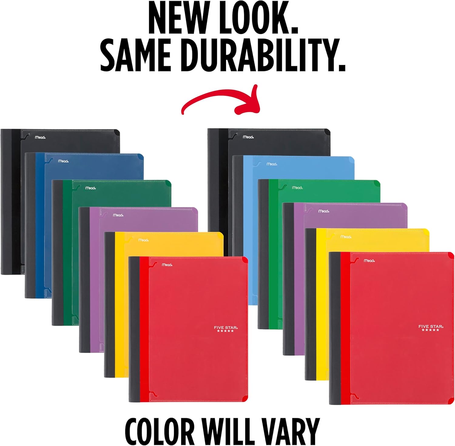 Five Star Interactive Notetaking Composition Book, 1 Subject, College Ruled Paper, 9" x 11", 100 Sheets, Customizable, Assorted Colors, 6 Pack (38612)