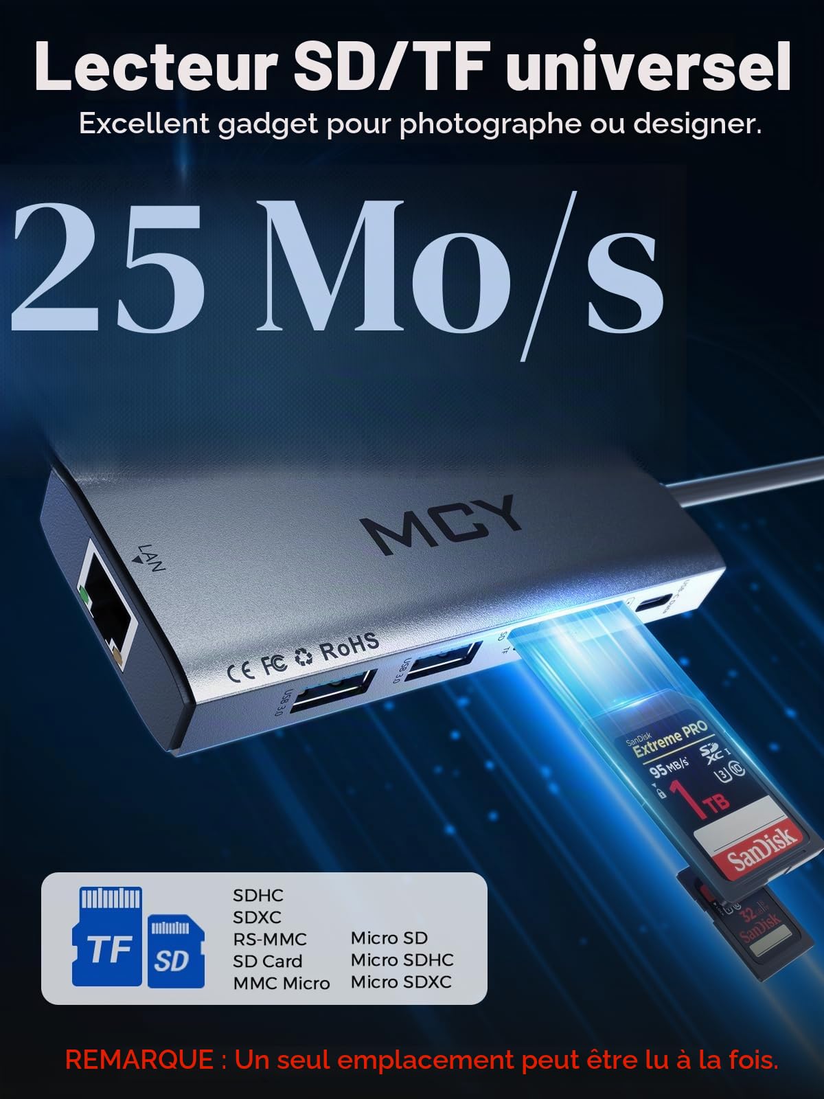 MCY Station d'accueil 2 moniteurs avec 2 HDMI, hub USB C 10 en 1 avec Double 4K @ 60 Hz, 8K Unique @ 30 Hz, Gigabit Ethernet, 100 W PD, 4 Ports de données USB 5 Gbit/s, SD/TF, Station d'accueil USB-C
