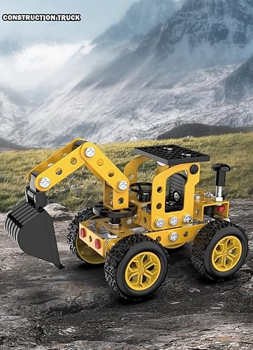 Miniatura 6 de Juegos de montadores de metal, juguetes de montaje de modelo, kits de excavadora, proyectos STEM, kits de automóvil modelo para construir Jixin