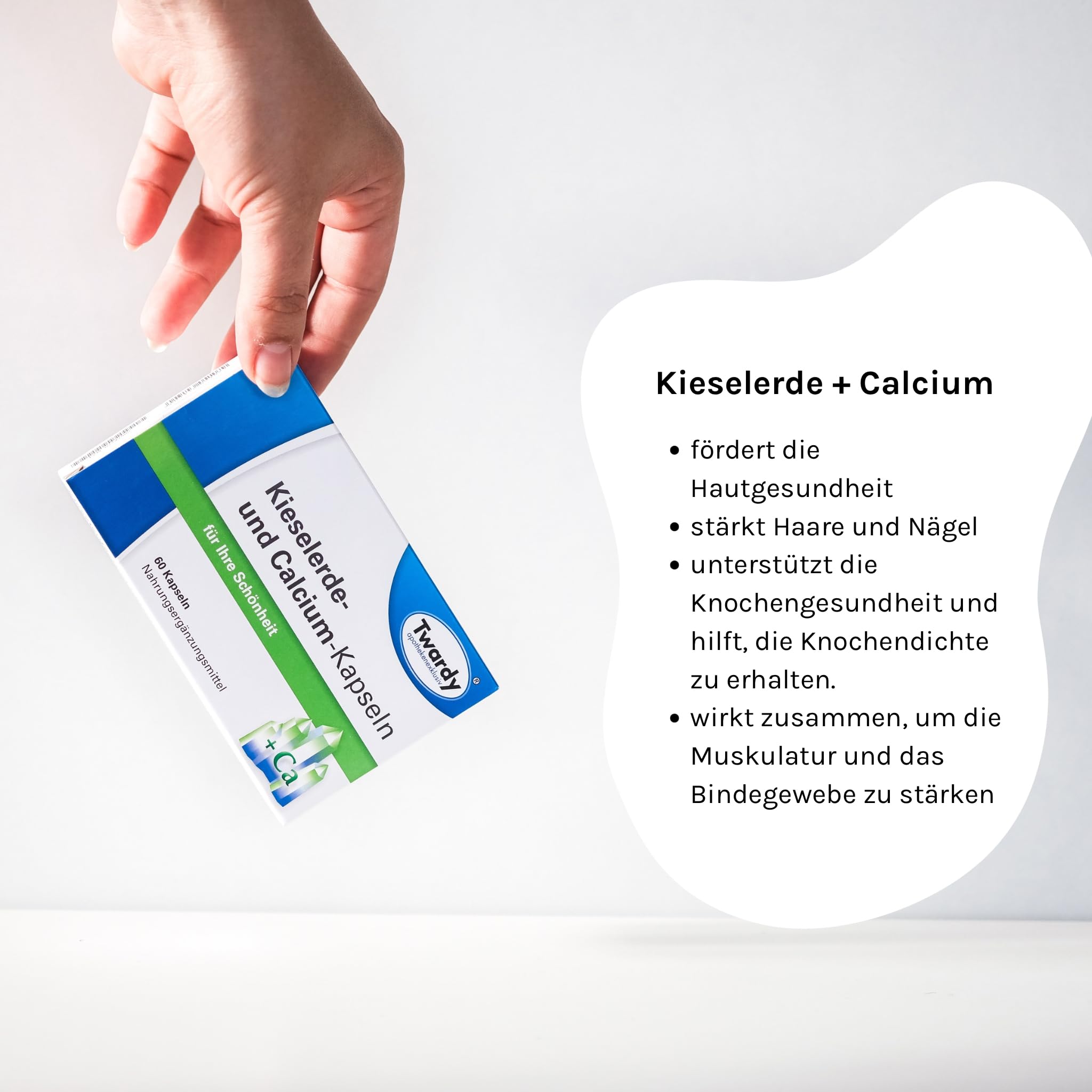 Astrid Twardy Kieselerde & Calcium Kapseln – Unterstützt Binde- und Stützgewebe – 3x60 Kapseln