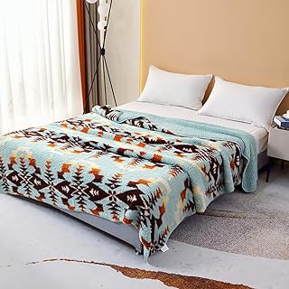UKELER Bohemian Sherpa Throw Blanket 60'' × 80'', Sherpa Fleece Blanket ...