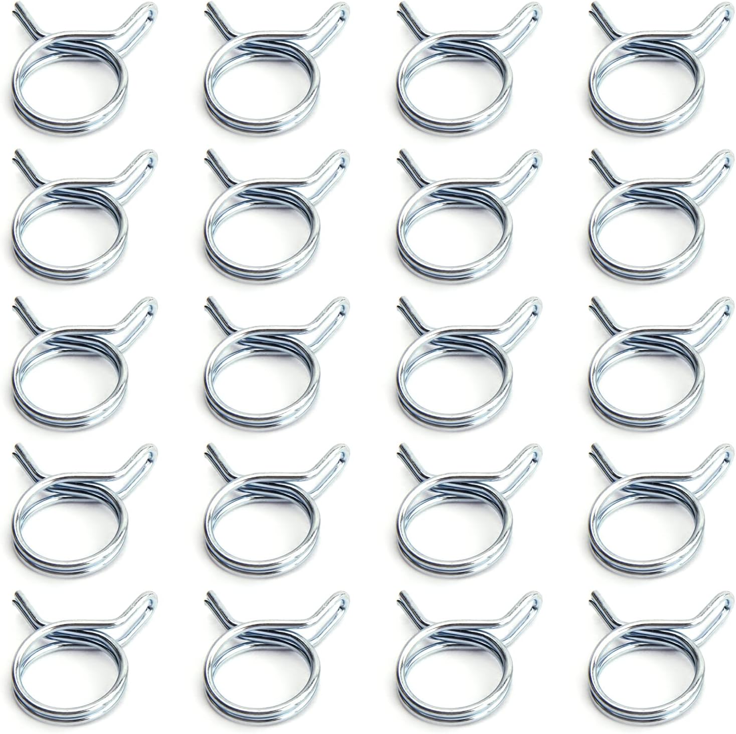 Double Wire Spring Hose Clamp 23mm(ID) Double Wire Fuel Line Silicone Hose Tube Spring Clips Silver Tone 50PCS