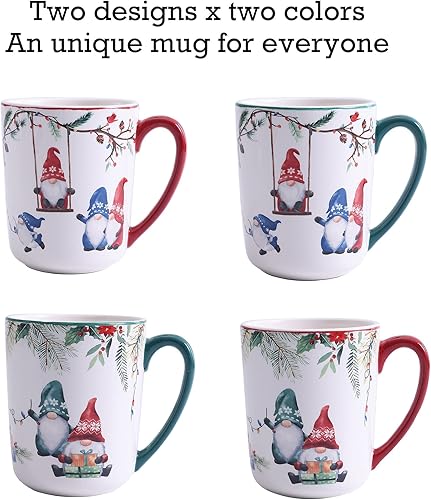 Miniatura 3 de Bico Juego de vajilla de cerámica de 16 piezas de gnomos de Navidad, servicio para 4, incluye platos llanos de 11 pulgadas, platos de ensalada de