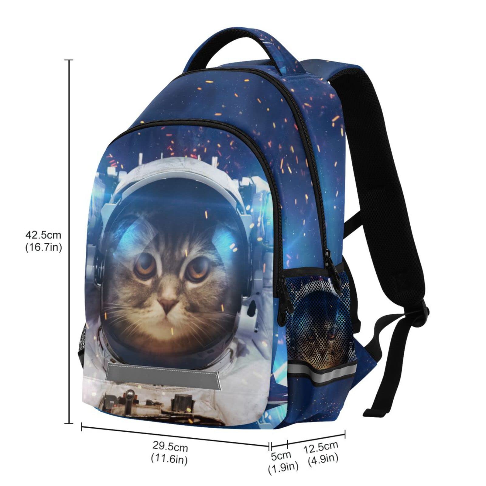 Kids Backpack Cat Astronaut Bookbag Elementary School Bag for Boys Girls Travel Rucksack