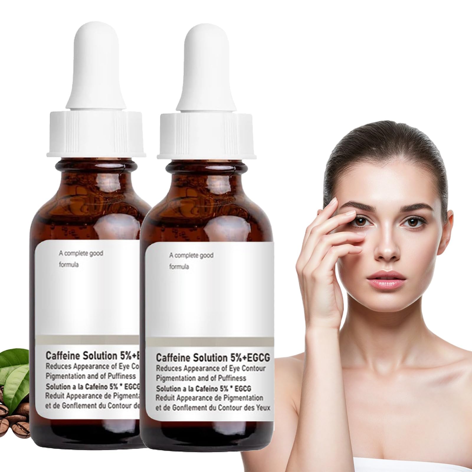 Flintronic 5% roztwór kofeiny + EGCG Serum Korektorowe, 2 szt. Kofeinowe serum do oczu, poprawia cienie i kieszenie pod oczami, wygładza zmarszczki i drobne linie wokół oczu, 30 ml
