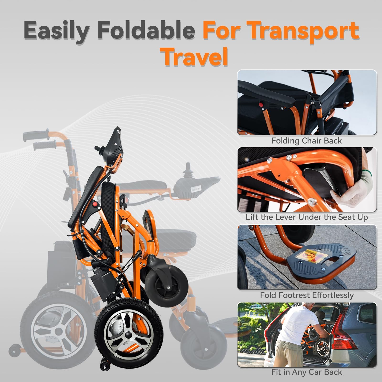Electric Wheelchairs for Adults,20 Miles Lightweight Foldable Motorized Wheelchairs Power Portable Wheelchair,500W Motor,Black