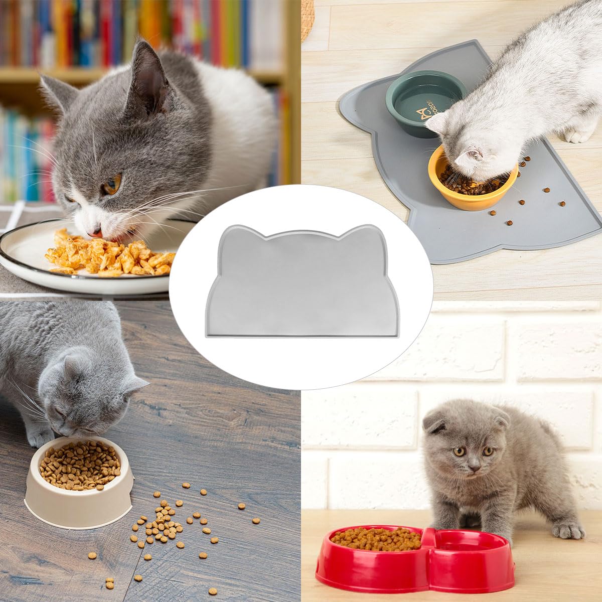 Tappetino Ciotola Cane Gatto,Tappetino per ciotole gatto,Tappetino Ciotola per Cani e Gatti in Silicone,Tappetino Ciotola Cani e Gatti,Antiscivolo Silicone Tappetini Cibo Tappetino Sottociotola