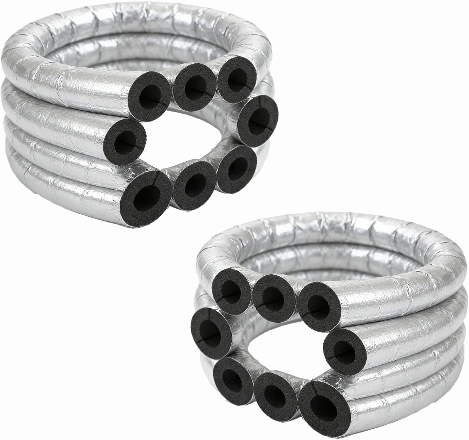 Waterproof Pipe Insulation，Aluminium Foil Self-Adhesive Foam Tube，Weatherproof Wrap Sleeve，Outdoor Water Insulation Tube，Hollow Tube Covers(ID114.0mmxT20mmx0.95m)