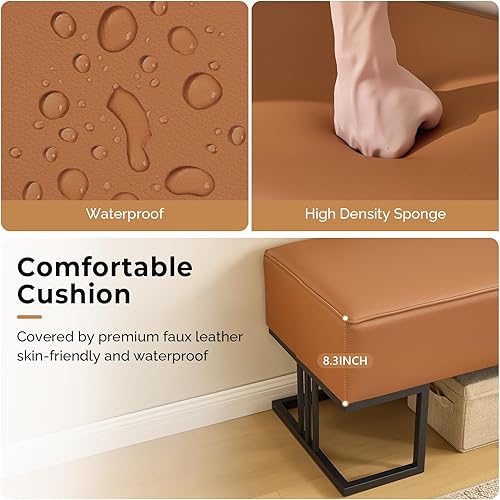 Miniatura 4 de OmySalon Asiento de banco para sala de espera, piel sintética, silla de recepción de 55.1 pulgadas, muebles de vestíbulo para sala de conferencias