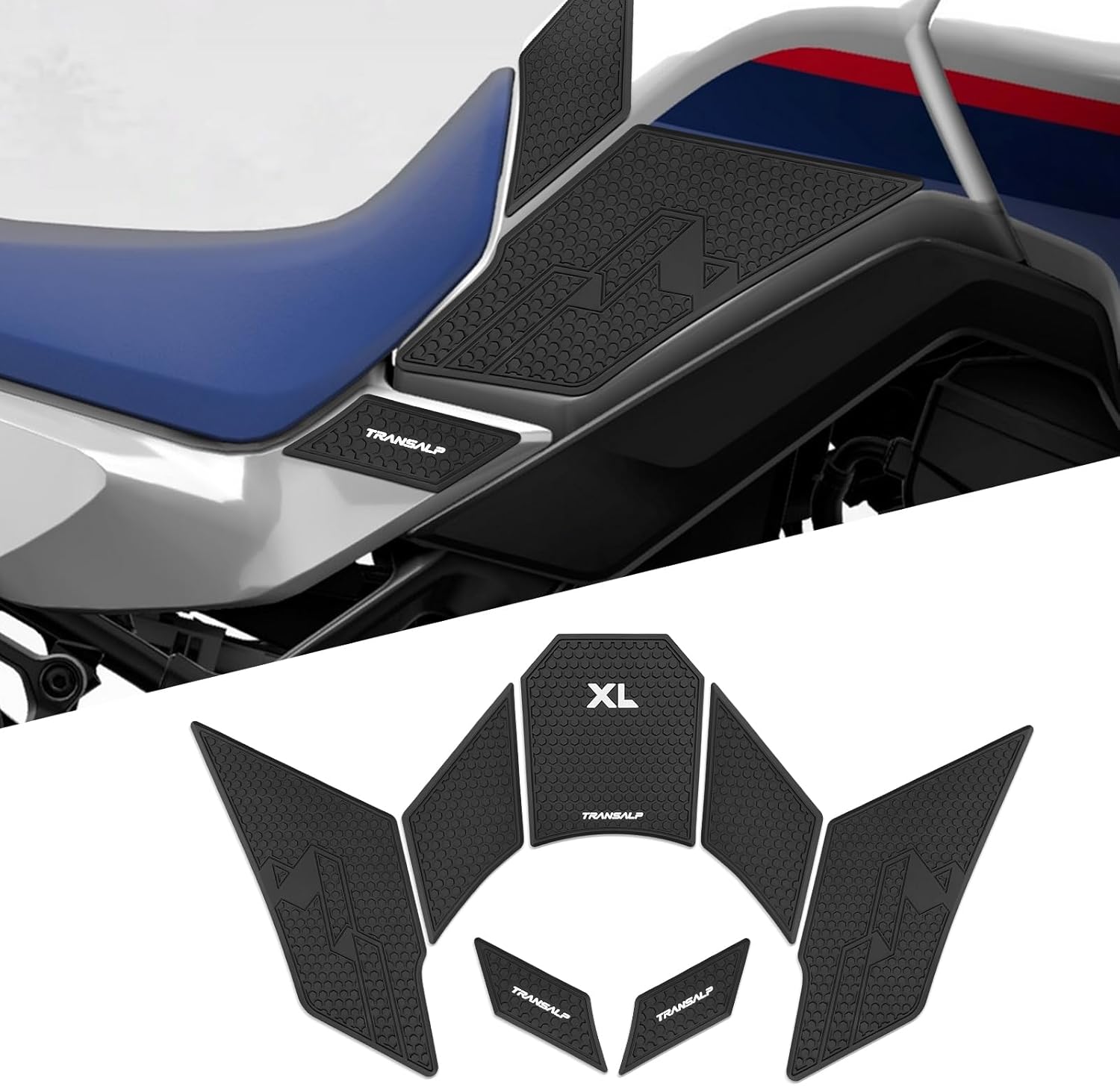 for XL750 Transalp XL-750 Transalp xl750 transalp 2026 2025 2024 2023 Tank Grip Motorcycle Fuel Tank Decals Fuel Tank Protection Pads self-Adhesive Fish Bone Stickers Rubber Fuel Tank Stickers