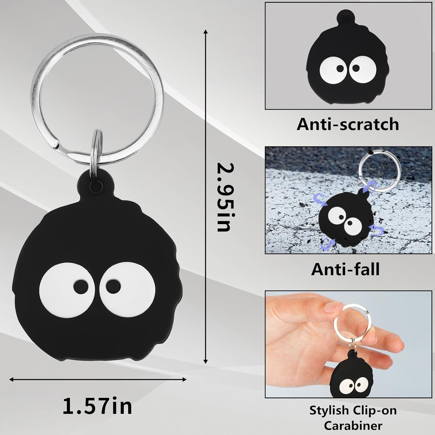 Soft Silicone Case Cover for Airtag with Key Ring, Compatible with Apple Air Tag Holder Keychain for Keys, Luggage, Pets Dog Cat Collar, Backpack, Anti-Lost Cute Protector Holder for AirTag