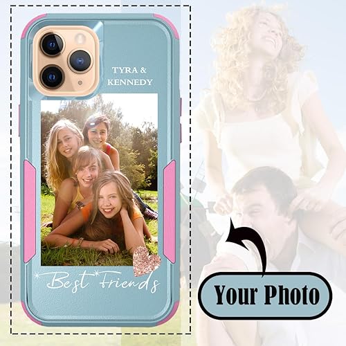 Vista 147 de Funda de fotos personalizada para Apple iPhone 11 Pro Max, patrón de collage a cuadros, personalizado para hacer imágenes en gruesa 3 híbrida Rosa