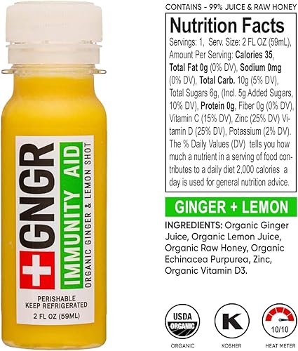 Miniatura 4 de +GNGR Inmunity Sampler Organic Ginger Wellness Shots – Disparos de jengibre prémium para todo apoyo digestivo natural y apoyo inmunológico, ayuda