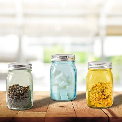 Miniatura 3 de Tarros Mason de colores de 32 onzas con tapas paquete de 6 tarros de conservas de cuarto de galón de boca ancha seguro para almacenamiento encurtido