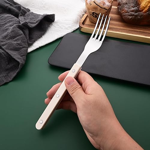 Miniatura 6 de Uniturcky Juego de cubiertos de acero inoxidable de 5 piezas para 1, juego de cubiertos con asas de colores, tenedores, cucharas y cuchillos,