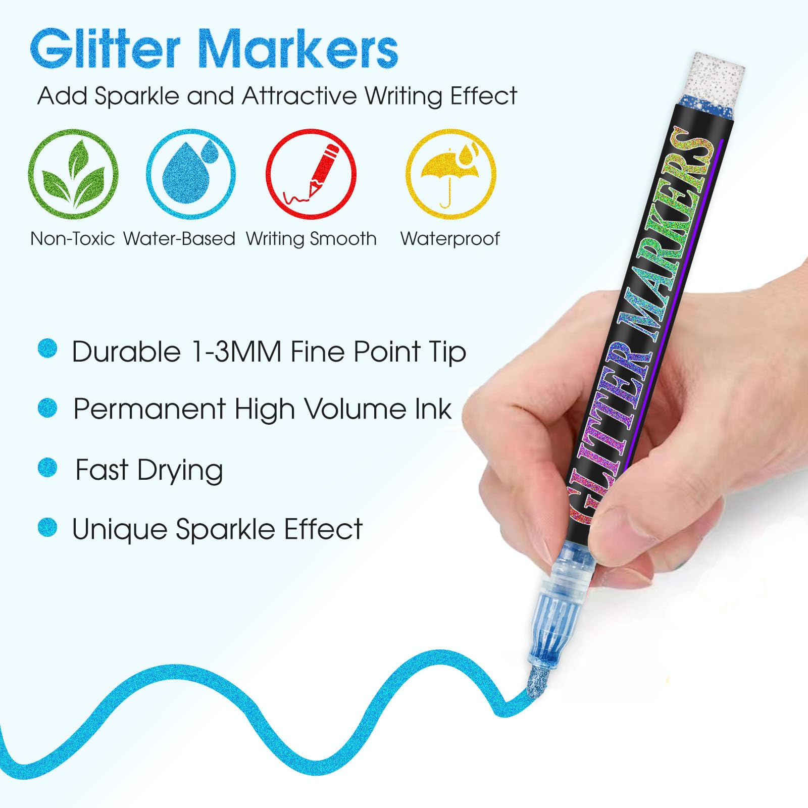 Glitter Pens ARTISTRO 12 Glitter Paint Pens Sparkly And Shiny For