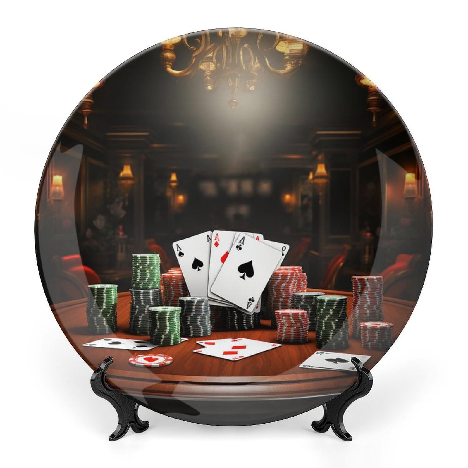Assiette de poker décorative en porcelaine anglaise : cadeau idéal