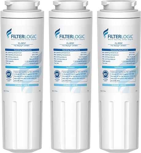 FilterLogic UKF8001 NSF 53&42 - Filtro de agua para refrigerador Maytag UKF8001P, Whirlpool EDR4RXD1, EveryDrop Filter 4, 4396395, 469006, Puriclean