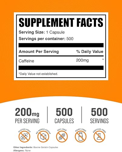 Miniatura 2 de BULKSUPPLEMENTS.COM Cápsulas de cafeína  Suplementos de cafeína, píldoras de cafeína de 200 mg  Cápsula de cafeína, pastillas de cafeína Stay Awake