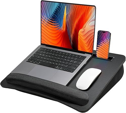 Miniatura 8 de HUANUO Escritorio portátil para computadora portátil con cojín de almohada, se adapta a portátiles de hasta 15.6 pulgadas, con tira antideslizante y