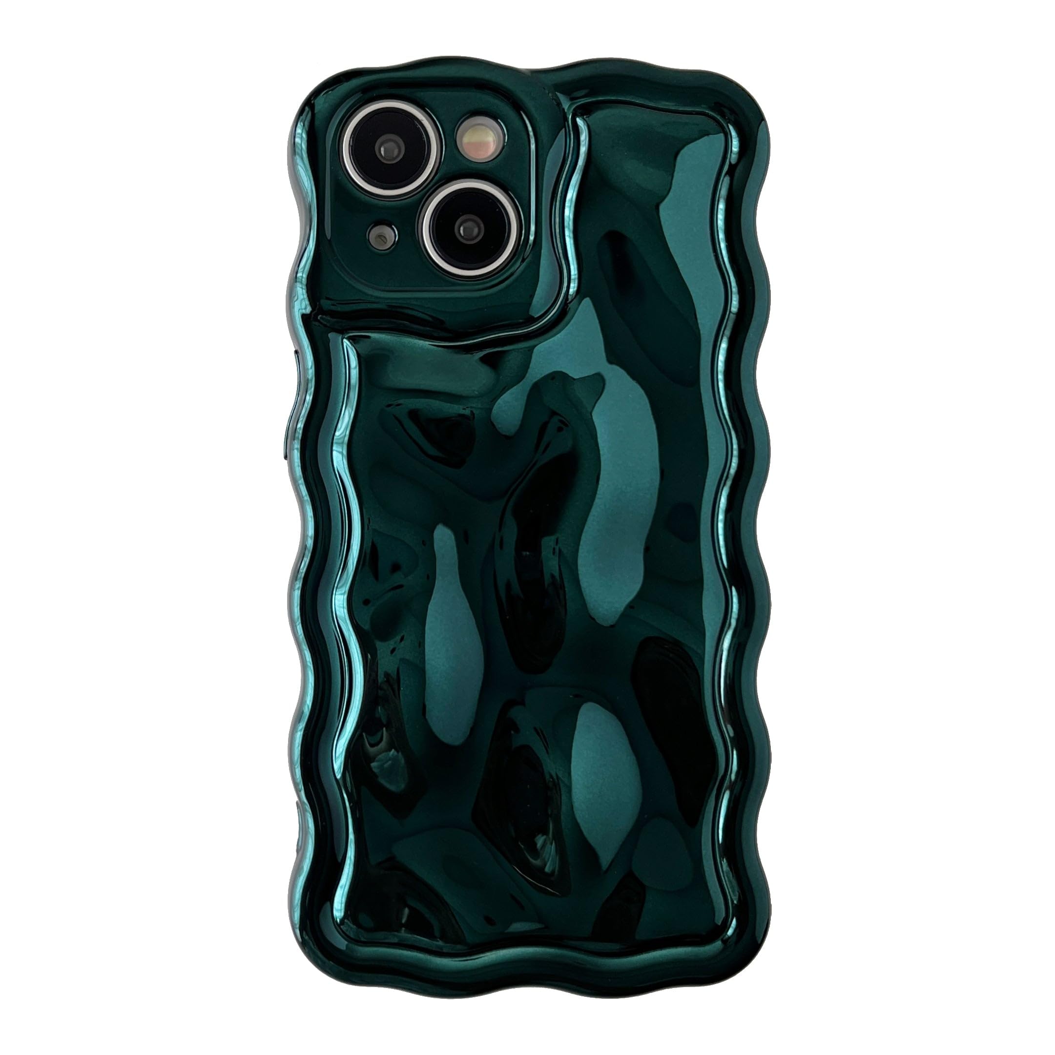 Caseative for iPhone 14 Pro Max Case,Water Ripple Meteorite Bubble Wavy Frame Plating Electroplated Phone Case (Green,14 Pro Max)