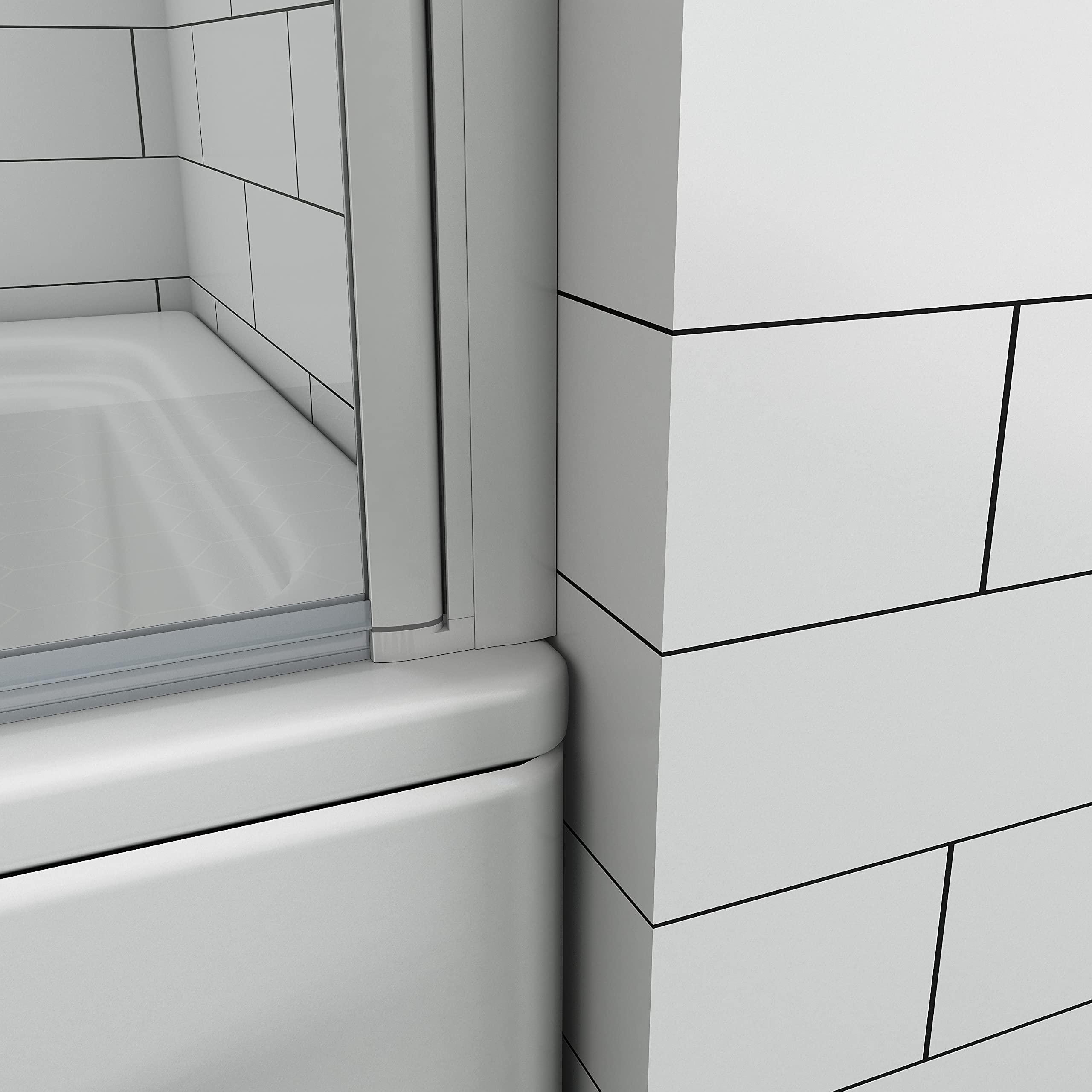 Ducha Casa 140x80cm Mampara de bañera abatible, Aluminio mate, Cristal 5mm templado