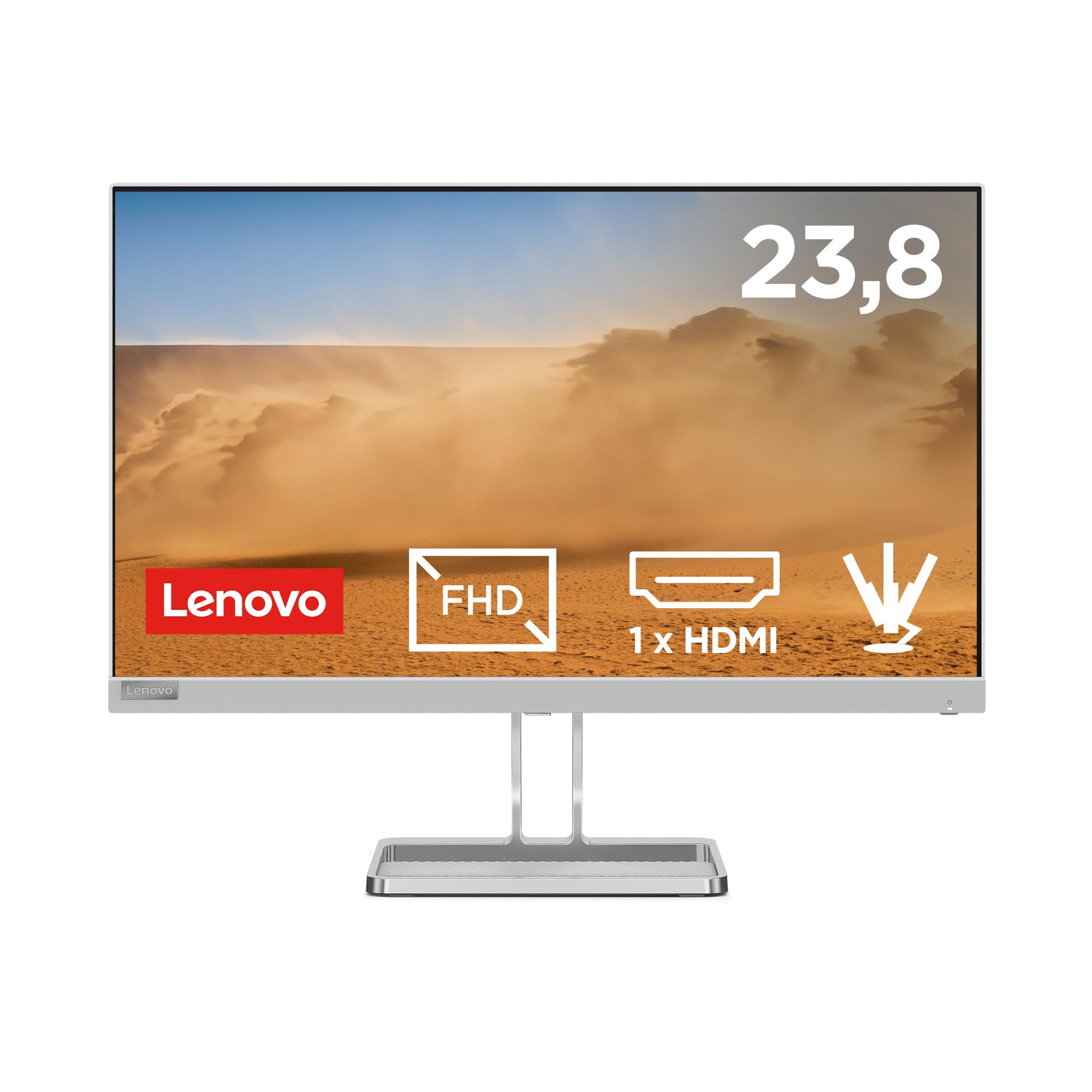 Lenovo L24i-40 Monitor - Display 23.8 pollici FullHD WLED (1920 x 1080, VA, Bordi Ultrasottili, AMD FreeSync, 4ms, 100Hz, Cavo HDMI) - Raven Black - Esclusiva Amazon