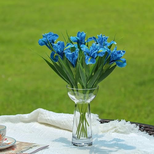 Miniatura 3 de 6 piezas de flores de iris, flores artificiales para decoración, ramo de látex falso de tacto real, decoración del hogar, cocina, jardín, boda,