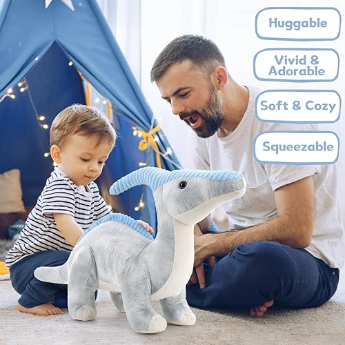 Miniatura 5 de MorisMos Animales de peluche de dinosaurio grandes, 31.5 pulgadas, dinosaurios de peluche gigantes para niños y niñas en Navidad, cumpleaños,