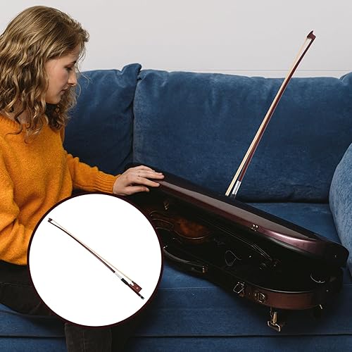 Miniatura 2 de Arco de violín de tamaño 1/4 – Reemplazo de palo de arco de crin para violín, violonchelo e instrumentos musicales (marrón, grado profesional)